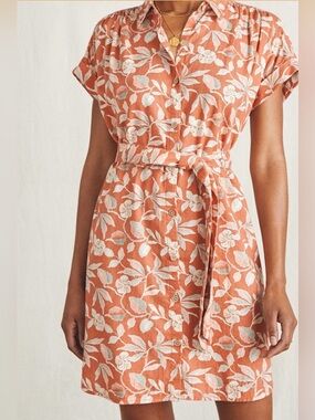 Faherty Breeze Shirtdress in Ginger Floral size S
